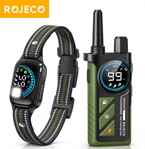 ROJECO Electric Dog Training Collar Digital 1000m Remote Control Shock Vibrator IPX7 Waterproof Pet 