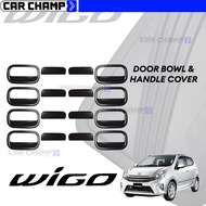 Toyota Wigo 2017 to 2022 Door Handle Outer and Door Bowl Inner Cover Matte Black 2018 2019 2020 2021