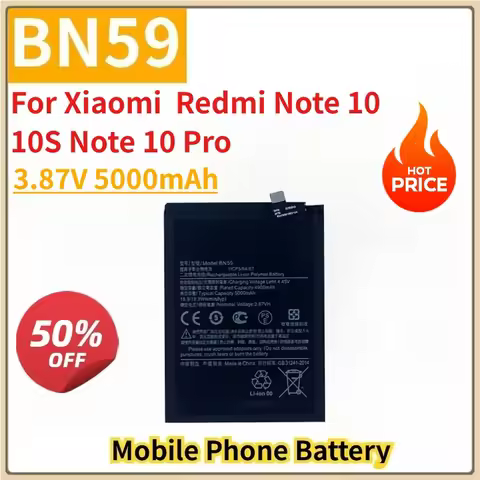New Replacement Mobile Phone Battery BN59 3.87V 5000mAh for Xiaomi Redmi Note 10 10S Note 10 Pro
