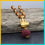 5 Face Rudraksha Gold And Silver Lord Shiva Trishul Damru Locket with  Rudraksha Mala