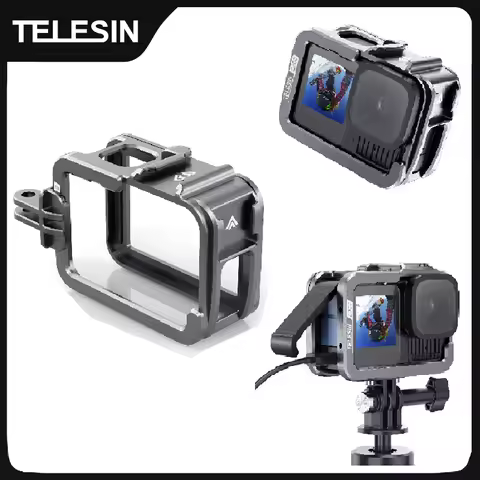 TELESIN Aluminium Alloy Frame Case For Gopro Hero 9 10 11 12 13 Vertical shot Low Weight Protective 