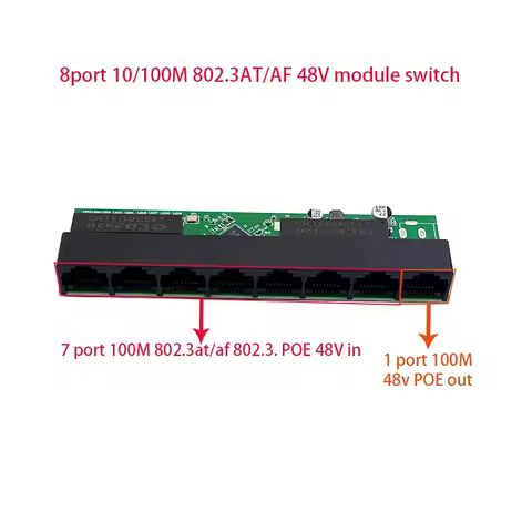 8port 802.3at/af poe 48v or 1-7port poe in with 1port 802.3at/af poe 48v out network switch