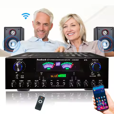 HiFi Digital Bluetooth Amplifiers Dynamic Screen Stereo Sound AMP For Home Car Meeting Karaoke Cinem