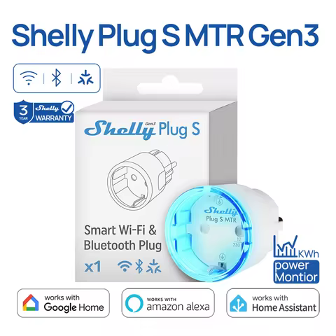 Shelly Plug S MTR Gen3 Matter Compatible Smart Socket With Power Monitoring Multicolor Indication Bl