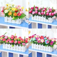 Pagar Bunga Pasu Bunga Bonsai Alat Letak Barang Pasu Bunga Simulasi Bunga Set Hiasan Bilik Hiasan Dalaman Hiasan Bunga Plastik