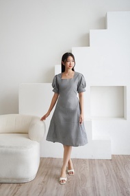 One fashion id COD + GRATIS ONGKIR Dres wanita lengan puff / Dres kotak kotak / Dres korean styl