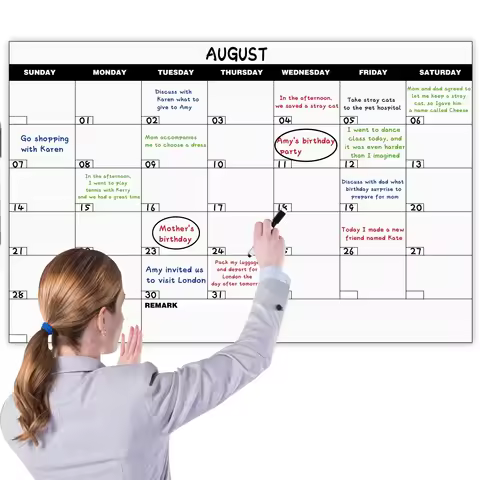 Extra Large Wall Rewritable Calendar Set - No Date, 25.59 × 39.37 Inches, Reusable Monthly Plan Post