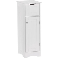 Ashland Slim Linen Cabinet With Drawer - White - Narrow Storage Cabinet For Bathroom Slim Storage Wi