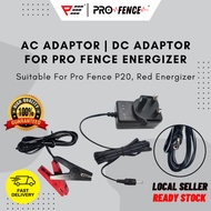 ProFence Energizer AC Adaptor DC Adaptor Battery Clip Adaptor ProFence P20 10KM Red Energizer