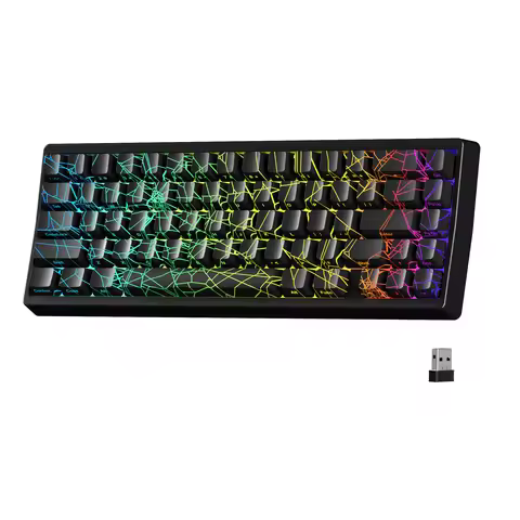 XVX M67 60% Percent Keyboard Wireless QMK/VIA Black Spider Web Tri-Mode Thocky Creamy Gaming Keyboar