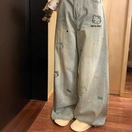 (877+97cm) QC women's wide-leg jeans with mushroom embroidery, length 87/97cm, size SML Kids Shop (7