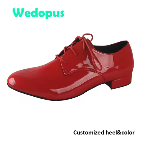 Wedopus Customized Standard Dance Man Shoes Red Soft Suede Sole BD Ballroom Dance Shoes Man