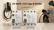 CCS เบรกเกอร์รถไฟฟ้า RCCB TypeB 2P 40A 4P 40A 30mA สำหรับชาร์จรถไฟฟ้า CHL6-100B Car EV Charger เบรคเ