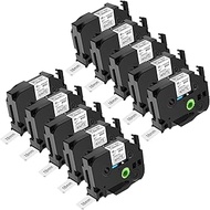 NineLeaf 10PK 18mm Label Tape Compatible for Brother P-Touch TZe-241 18mm 0.7'' Laminated White TZe2