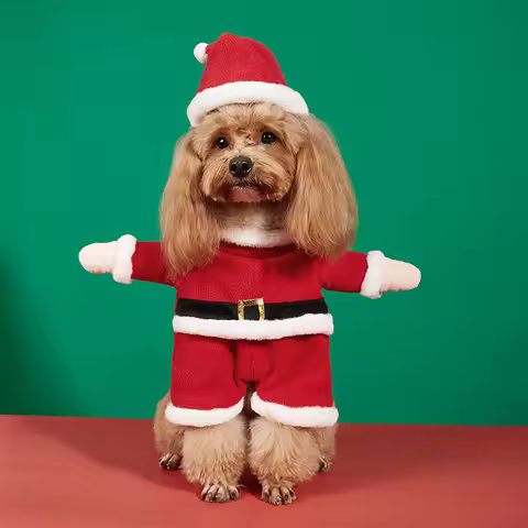 Pet Dog Christmas Clothes Winter Warming And Cosplay New Fashion Cloth Fake Hand Santa Claus Costume