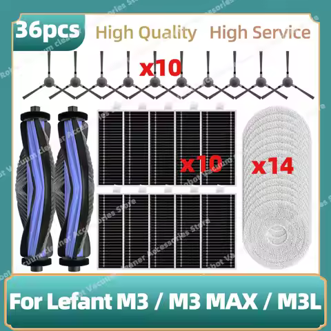 Compatible For Lefant M3 / M3 MAX / M3L Vacuum Replacement Parts Main Side Brush HEPA Filter Mop Clo