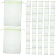 100pcs Green Organza Fruit Protection Bags with Drawstring Breathable Mesh Netting Covers for Strawb