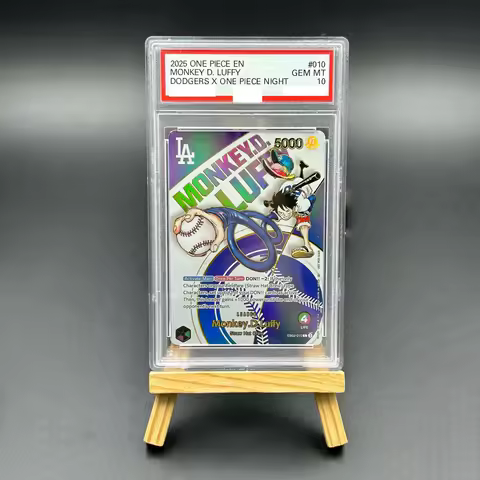 2025 One Piece TCG English Monkey D. Luffy #010 Dodgers X One Piece Night Textured Holo GEM MT 10 Co