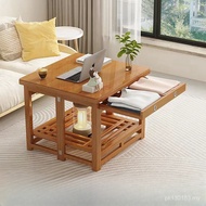 Table Fire Solid Wood Square Paint-Free Double-Layer Winter Multifunctional Fire Rack Household Fold