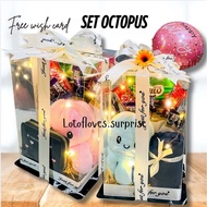 Giftbox Octopus plushie cute- hadiah birthday anniversary GRADUATION perempuan bestie