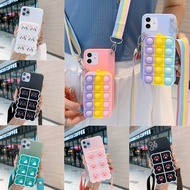 OPPO RENO7 RENO 7SE 7 6 Pro Casing Crossbody Necklace Lanyard Liquid Silicone Phone Case Oppo Reno7 SE RENO7 RENO6 Pro Cartoon Bubble Rainbow Unicorn Wallet Pop Cases Cover