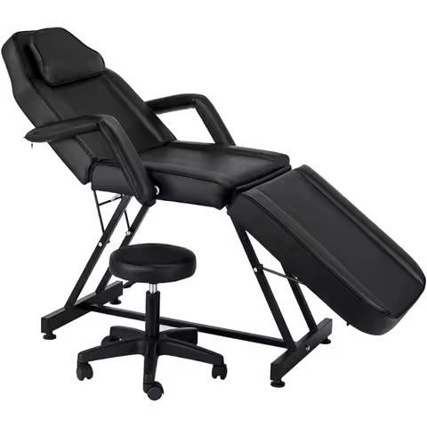Tattoo Chair with Stool Message Bed Spa Salon Table Facial Chair for Client Esthetician Max Weight C