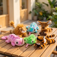 Adorable Cute Animal Shoulder Plush Toy Lion Dragon Deer Axolotl Frog Tiger Soft Stuffed Doll Huggin