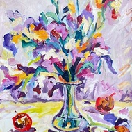 鳶尾花油畫鮮花花束水果和鮮花牆壁裝飾理念抽象花卉野獸派馬蒂斯