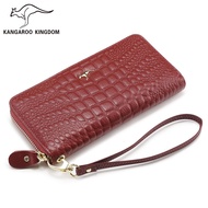 KANGAROO KINGDOM fashion women wallets genuine leather long zipper clutch purse card holder wallet brand