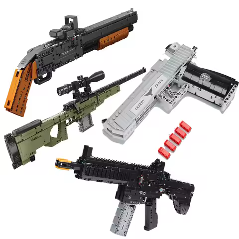 Guns AK47 Submachine Big M4A1 UZI Kar Desert Eagle Model Building Blocks SWAT Military WW2 World Wea
