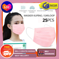 DISERBU - TERMURAH Masker mulut 3ply 1box hijab earloop disposable mask pink 25pcs orlee masker korea mulut kpop pink masker pink korea 1 box murah