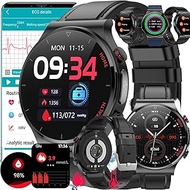 ECG+PPG Smart Watch 1.32″ 𝐛𝐥𝐨𝐨𝐝𝐠𝐥𝐮𝐜𝐨𝐬𝐞 Fitness Tracker with Blood Pressure OxygenHeart Rate Temperature Monitor IP67 Waterproof Outdoor Sports Watch for Android IOS,Black