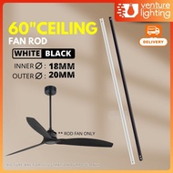 Global Pro 60" WHITE / BLACK Universal Ceiling Fan Rod Downrod Suitable For KDK ,Panasonic &amp; ETC