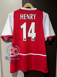 New!! เสื้อฟุตบอลย้อนยุค Arsenal ปี 2002/2003 Home เกรด Retro อัดชื่อ HENRY#14 BERGKAMP#10 ถ่ายจากสินค้าจริงตรงปก 100%