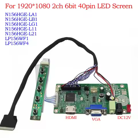 For LP156WF1 LP156WF2 LP156WF4 N156HGE 1920*1080 40Pin LVDS HDMI VGA Laptop Monitor DIY Kit LCD Scre