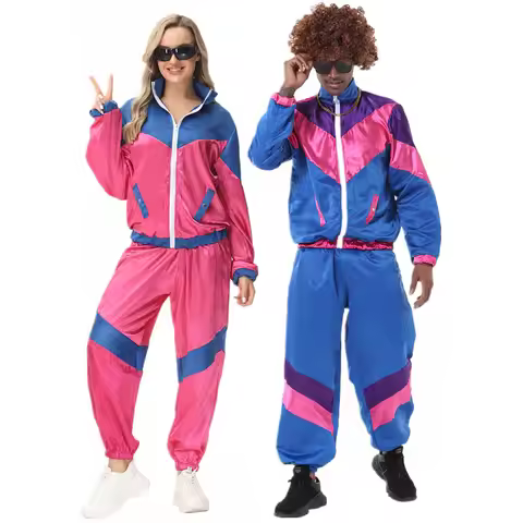 Carnival Couples Hippie Costumes Male Women Vintage Party 70s 80s Rock Disco Clothing Suit Cosplay H