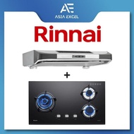 RINNAI RH-90ER 90CM SLIMLINE HOOD + RINNAI RB-73TG 3 BURNER HYPER FLAME GLASS HOB WITH SAFETY DEVICE