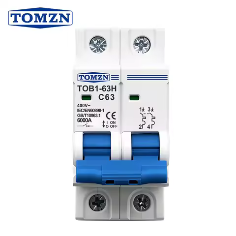 TOMZN 2P 32A AC230V/400V~ 50/60Hz Circuit Breaker AC MCB Safety Breaker C Type