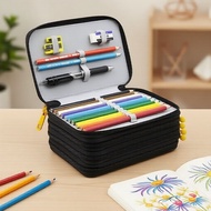 Durable Oxford 72-Compartment Pencil Organizer with Handle and Zipper, Divided School Storage Box  K