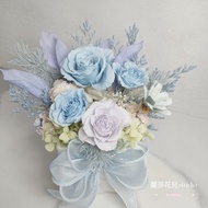 蘿莎花兒 清澈感永生水藍玫瑰 迷霧紫款 永生花 盆花