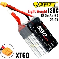 Alienmodel 6S 22.2V 850mAh 120C Lipo Battery with XT60 Plug AL850/120-6S