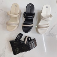 12-inch wedge sandals with rhinestones, flattering and easy to walk in (5cm double front sole, no wo