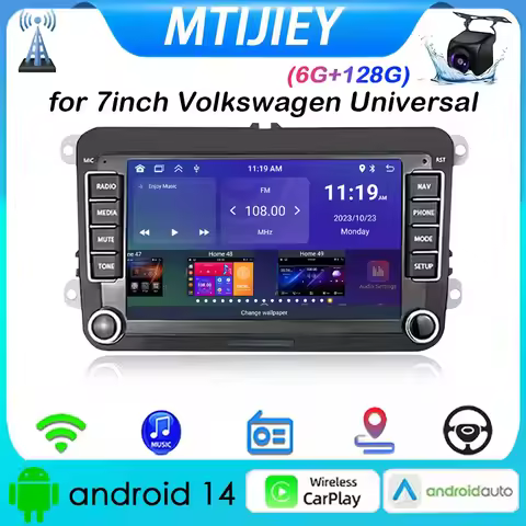 Android 14 7“ Car Player FM WIFI GPS RDS Multimedia Wireless Carplay For Volkswagen VW CC Passat B7 