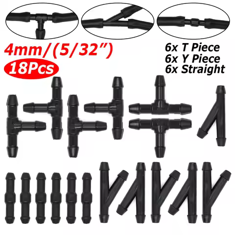 18PCS Windscreen Washer Joiner Pipe Connector T Piece Straight 3 Way Y Piece Air Fuel Water Petrol W
