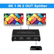 8K HDMI Splitter 1x2 4K@120Hz HDMI2.1 Video Converter 1 In 2 Out 3D HDR 7680x4320P@60hz for 8K TV PS5 Xbox Game PC Dual Display