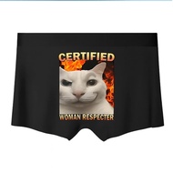 Certified Woman Respector Cat Print Men's Boxer Briefs Funny Gift For Him