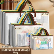 MIOSHOP A3 Project Bag, with Zipper and Handle Mesh PVC Mesh Art Bag,  Multifunctional Waterproof Th