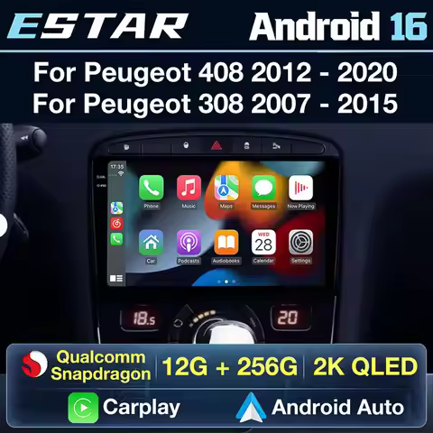 For Peugeot RCZ 308 SW 2007-2015 408 2012-2020 Wireless Carplay Auto Android 16 QLED Head Unit Stere
