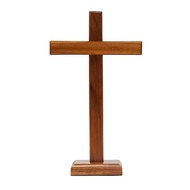 30cm Teak Wood Christian Spiritual Desk Cross Display Corpus-FreePOLOS