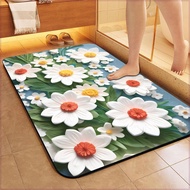 3D Anti Slip Diatom Mat Oil Painting Flower Mat Bathroom Mat Toilet Mat Entry Door Mat Bathrooms Kit